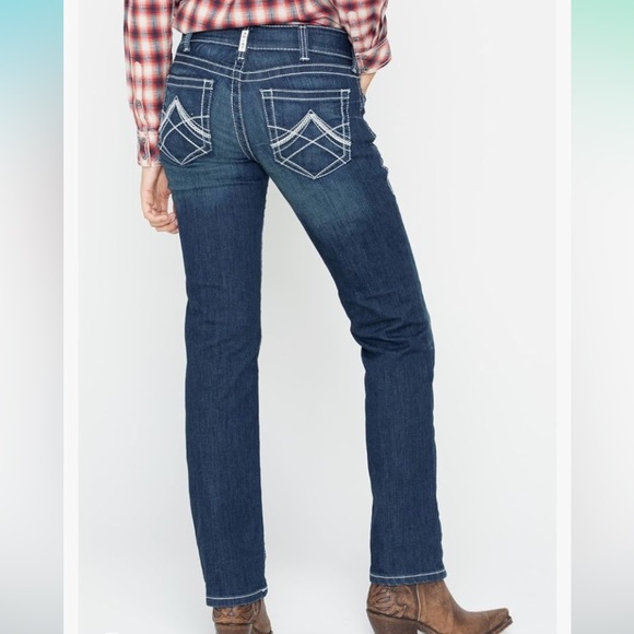 Ariat, R.E.A.L Denim, Mid Rise Straight Blue Denim Jeans. 29R - Picture 2 of 16